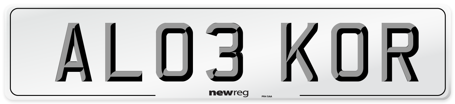 AL03 KOR Number Plate from New Reg